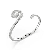 Ariana Grande x Swarovski bangle, Crystal pearl, Baguette cut, White, Rhodium plated